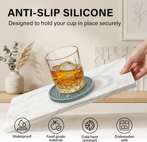 Drinks(4 Pack, Coasters for Light Blue) Cute Aesthetic Pet Paw Design Silicone Cup Mat for Tabletop Protection