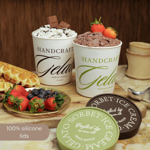 Set 2 1 Frozen Moncur Home Ice Cream Containers of Quart Homemade Ice Cream Storage with Silicone Lids, Reusable Non
