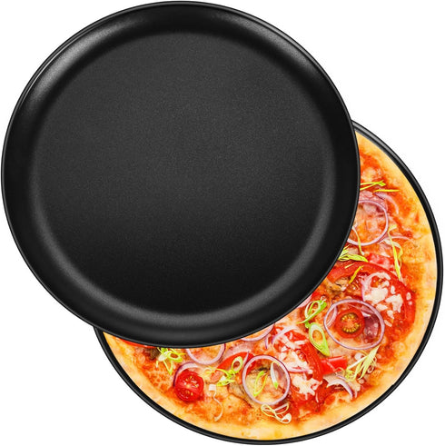 P&P CHEF Set of 2 12 Inch Non-Stick Pizza Pans, Round Bakeware for Oven, Sturdy Stainless Steel Core