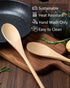 MORGLES 5PCS Wooden Cooking Spoons, 12 Inch Long Handle for Mixing, Tasting, Stirring Food