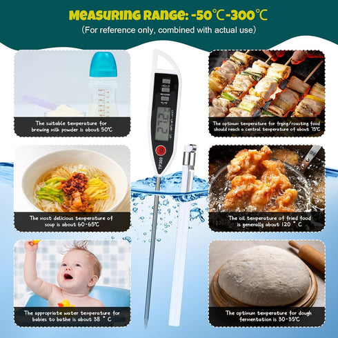 6 Sets Waterproof Food Thermometer for Water, Liquid, Candle, Cooking Digital Meat Thermometer with Long Probe for