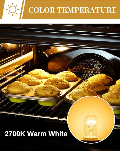 DORESshop 40W T8 E17 Appliance Bulb, Microwave Light Under Hood, Stove Light, Refrigerator, 2 Pack