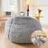 XeGe Fluffy Stuffed Animal Storage Bean Bag Cover (No Filler), Faux Fur Washable Ultra Soft Cover for Plush Toys, Light