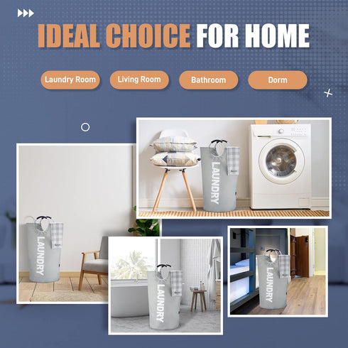 Caroeas 100L Laundry Basket, Large Hamper with Padded Handles, Collapsible Free Standing Easy Storage Washing Bin