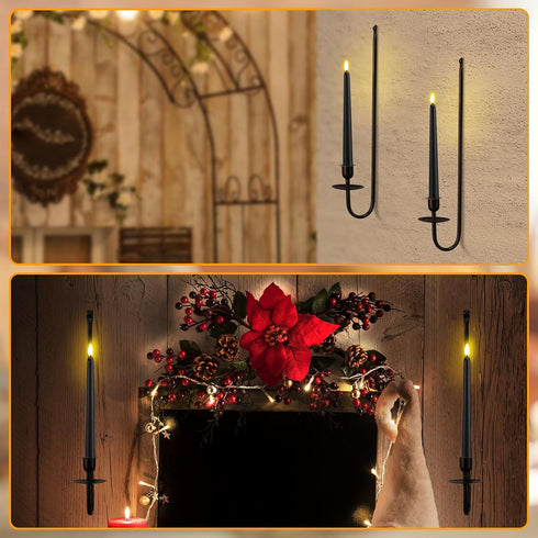 9.6" 16.5" Set Stairway(Dark,2 Set) Tessco for you Metal Wall Mount Candle Sconces with LED Flameless Taper Candles