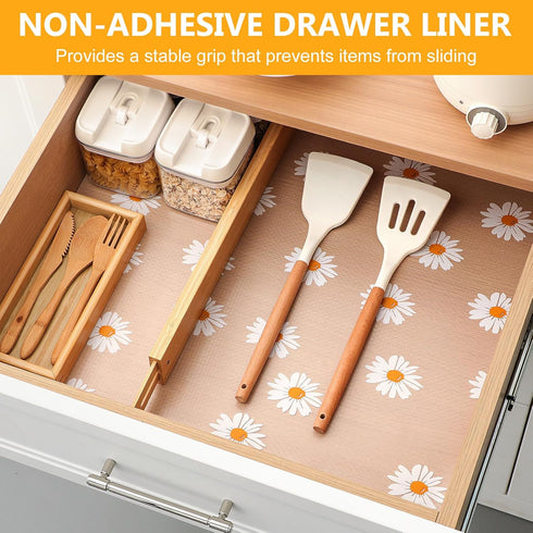 INNOLITES Shelf Liner for Kitchen Cabinets, Non-Adhesive, Washable Oil-Proof Easy to Cut for Storage 11.8" x 236"