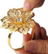 KPOSIYA Set of 20 Napkin Rings, Metal Gold Hollow Out Flower Holder for Wedding Party Holiday Banquet