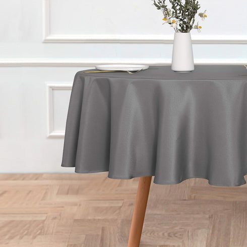sancua Round Tablecloth - 60 Inch Water Resistant Washable Polyester Table Cover for Dining, Light Grey