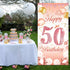 DPKOW Rose Gold 50th Birthday Banner - Backdrop, Wall & Garden Decoration, 185 x 90cm Fabric