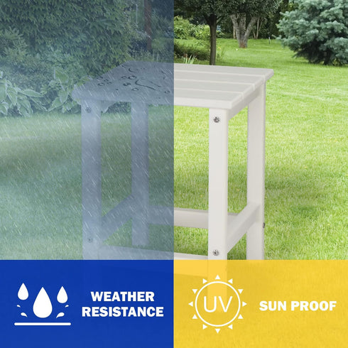 Kcelarec 1-White) Patio Side Table, Pool Composite Patio Table,HDPE End Tables for Backyard,Pool, Indoor Companion