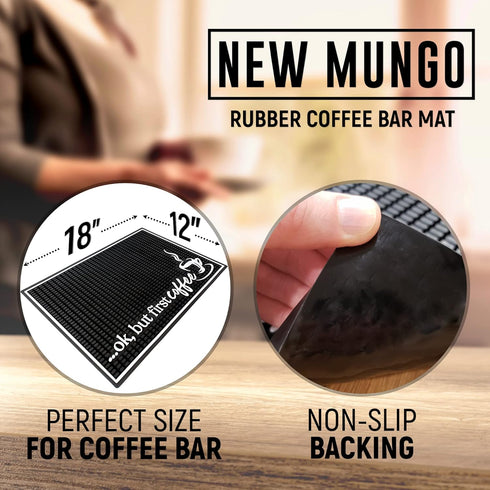 New Mungo Coffee Bar Mat, Coffee Bar Accessories for Station Decor, Rubber Mat, 18”x12” - Ok, But First Coffee