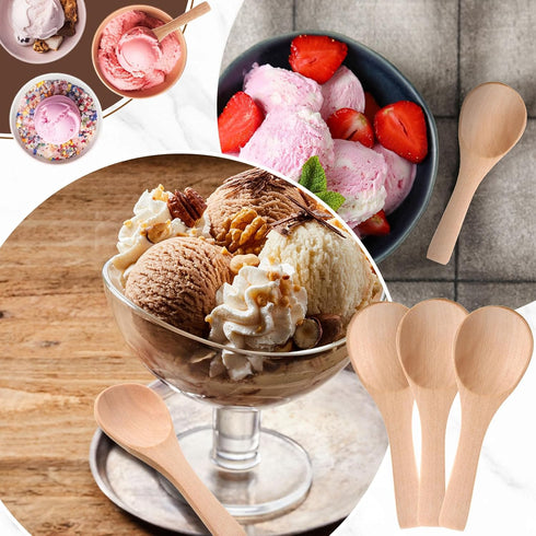 Boao 50 Pcs Small Wooden Spoons, 3.5'' L, Mini Wood Natural Tiny Spoons for Jars, Sugar, Creamer, Honey