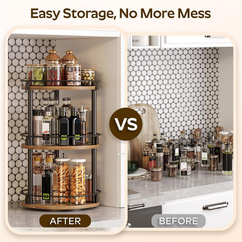 Set 2 3-Tier Countertop, SR23L2BR YATINEY Spice Rack, of Lazy Susan Organizer, Turntable Organizer For Cabinet, Compact