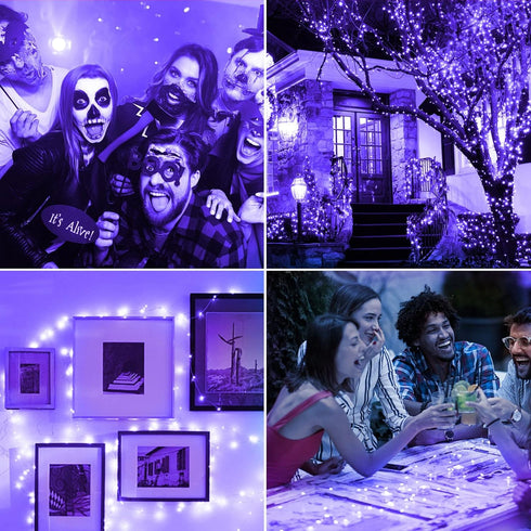 Smacen 32.8FT Led Fairy Lights Battery Operated, LED UV Black Lights, Flexible Blacklight Fixtures,Battery Powered