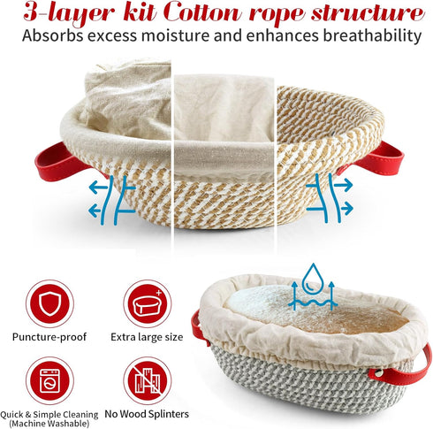 SWIMMORY Supplies,34oz 2 Sourdough Starter Kit,Gift for Bakers Sourdough Bread Baking Starter Jar, Cotton Rope Proofing