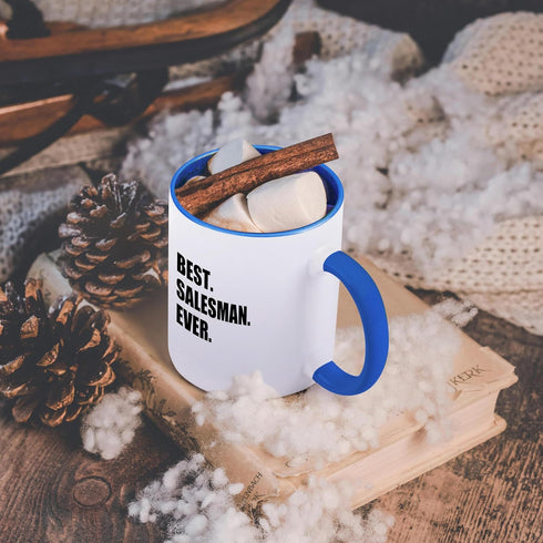 3dRose mug_185017_6 Best Salesman Ever - Fun Gift for Great Salesmen - Two Tone Blue Mug, 11oz