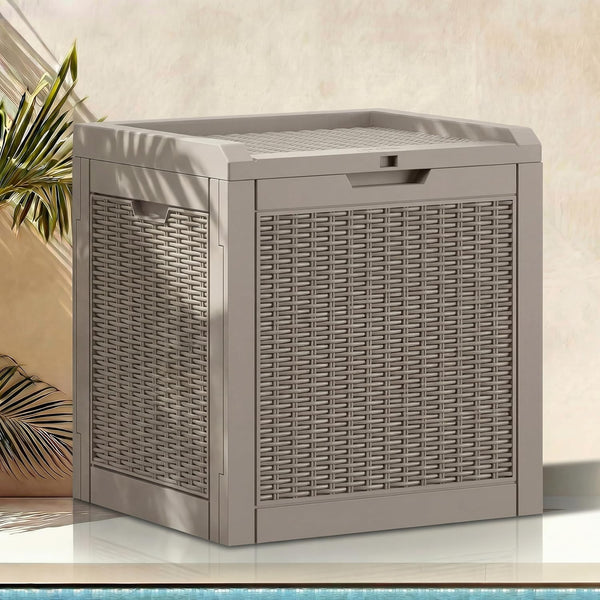 DWVO 32 Gallon Resin Storage Box, Indoor Outdoor Deck Box for Package