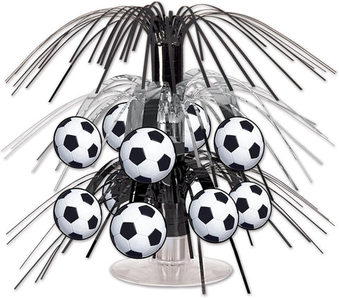 Beistle Soccer Ball Cascade Centerpiece, 7.5" Futbol Sports Themed Tabletop Decorations for Game Day