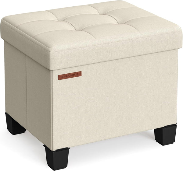 SONGMICS Storage Ottoman, Small Ottoman Foot Rest with Legs, 12.6 x 15.7