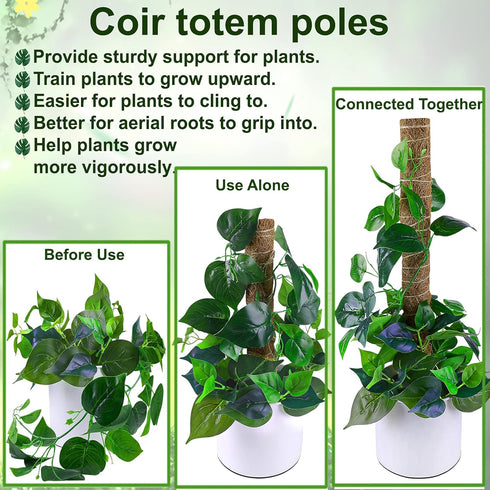 47.5 Inch 4 Packs 16 Inch Fabulas Moss Pole - Monstera Plant Support, Plant Stakes for Indoor Plants Coco Coir Moss