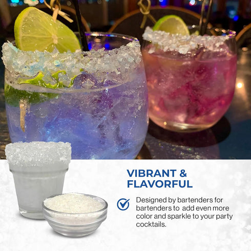 Rimmer Rimming 16oz Snowy River Clear, Cocktail & Margarita Sugar - Vibrant Color Glass Sugar with Medium Crystal