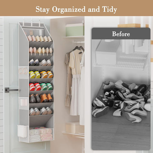 Closet 1624 Criusia Shoe Organizer, Over the Door Shoe Organizer, Hanging Shoe Storage with Large Deep Pockets, Fits