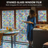 FEOMOS Stained Glass Window Film | Colorful Lattice Window Privacy Films | Anti UV 29.5 x 78.7 inches