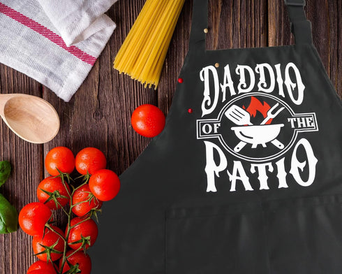 Grill Aprons for Men with Pockets, Daddio of the Patio Funny Gifts for Dad Birthday