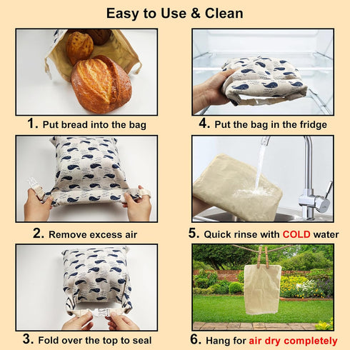13x17in (2 Pack) Reusable Beeswax Bread Bags for Homemade Sourdough: XL Eco-Friendly Plastic-free Food Storage |