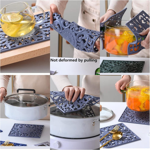 Silicone Trivets for Hot Dishes, Non-Slip Heat Resistant Square Hot Pads for Kitchen Countertop, Set of 3 Yellow