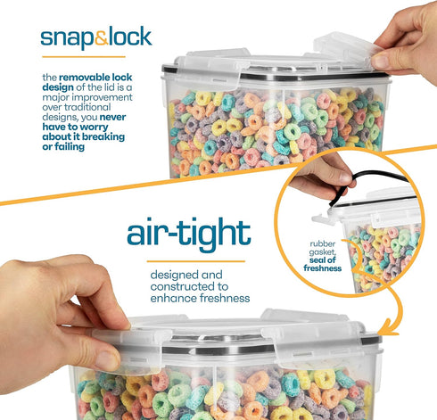 Flour Sugar Storage Containers (5.3L/4pk), Large Food Storage Containers with Lids Airtight for Kitchen Pantry