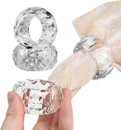 Crystal Napkin Rings Holders - Set of 4, 2 Inch for Party Wedding Christmas Table Dinner Decorations