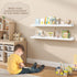 36 Inch Set 2, Fun Memories Scalloped Nursery Shelf, White Picture Ledge for Wall, of Kids Book Shelves with Floating