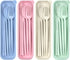 4 Sets Travel Utensils with Case, Reusable Plastic Cutlery Set for Lunch Box Accessories
