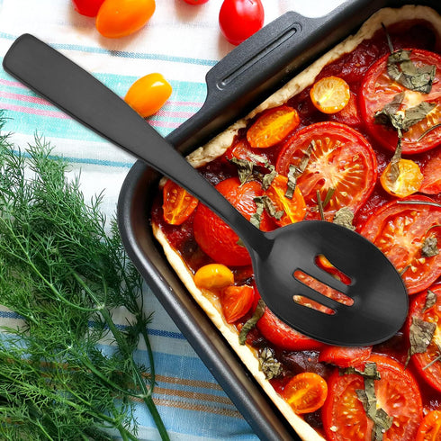 Matte Black 5-Piece Serving Utensils Set, Stainless Steel Hostess Buffet Serving Set, Dishwasher Safe
