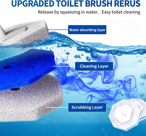 RLOW 30 Count Disposable Toilet Brush Heads, Toilet Bowl Wand Refills for Clorox Toilet Cleaning, toilet scrubber