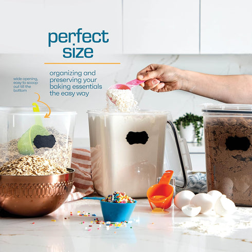 Flour Sugar Storage Containers (5.3L/4pk), Large Food Storage Containers with Lids Airtight for Kitchen Pantry