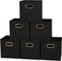 Household Essentials Foldable Fabric Storage Bins 6 Piece Set, Strong Poly-Woven Fabric,