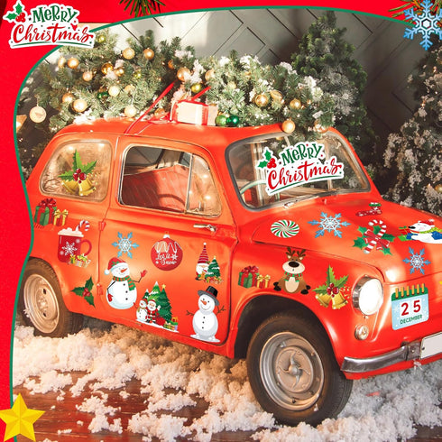 30 Christmas Theme Fridge Stickers, Santa Claus Snowman Dwarf Decorations for Kitchen Garage and Car