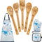 8 PCS Ocean Bamboo Kitchen Cooking Utensil Spoon Set with Apron Oven