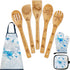 8 PCS Ocean Bamboo Kitchen Cooking Utensil Spoon Set with Apron Oven