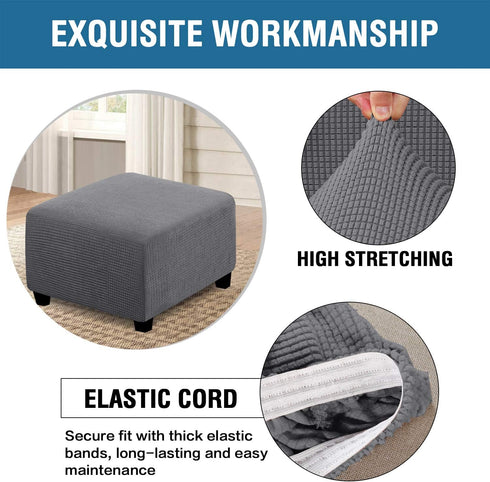 H.VERSAILTEX Square Ottoman Covers Ottoman Slipcovers Folding Storage Stool Furniture Protector Form Fit with Elastic