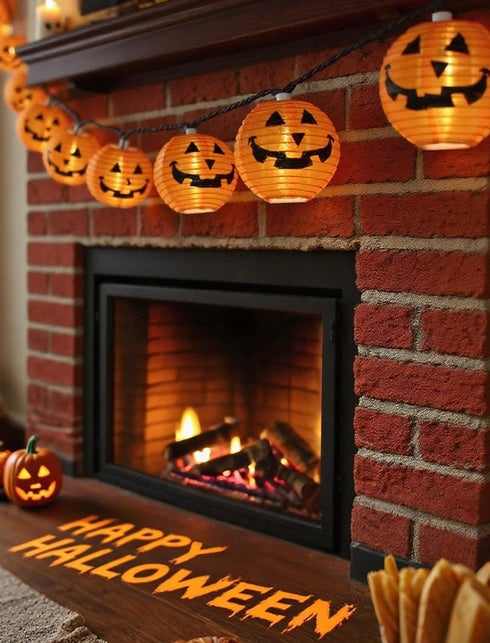 Adirxon 12ft 20 Charming Halloween Christmas Pumpkin Lantern Lights, LED UL Certified String Lights, Unique Fabric Jack