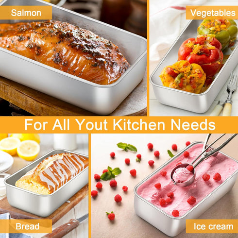 E-far 9 x 5 Inch Loaf Pan for Baking Bread, Stainless Steel Bakeware for Bread, Meatloaf, Cake, Non Toxic, Easy Release