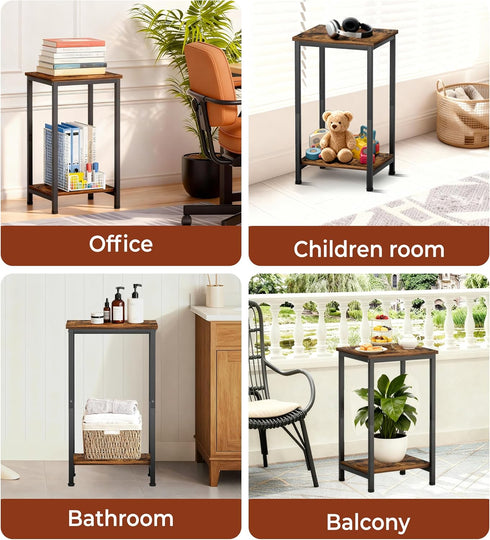 2-Tier KEETDY Small Side Table for Small Space End Tables for Living Room, Storage Shelf Night Stand, Sofa Bedroom