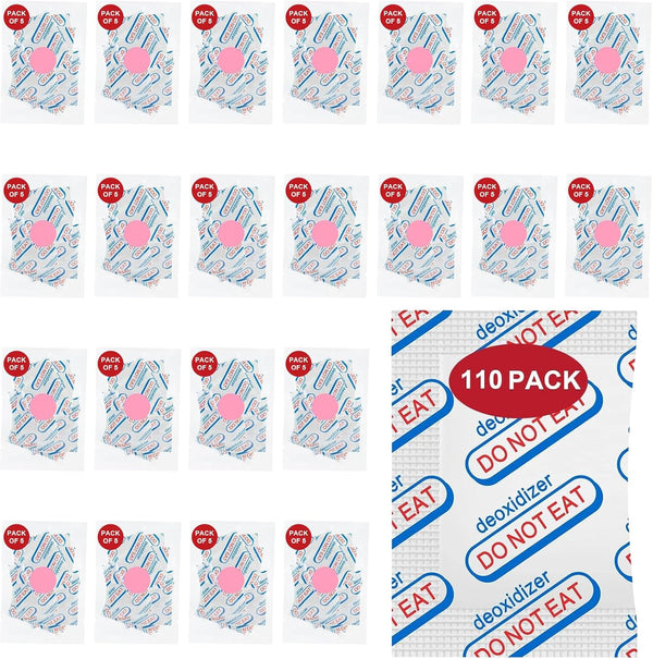 110 Packs 700CC Food Grade Oxygen Absorbers, 5 Packs in Individual Vacuum Bags, Long Term Food Storage