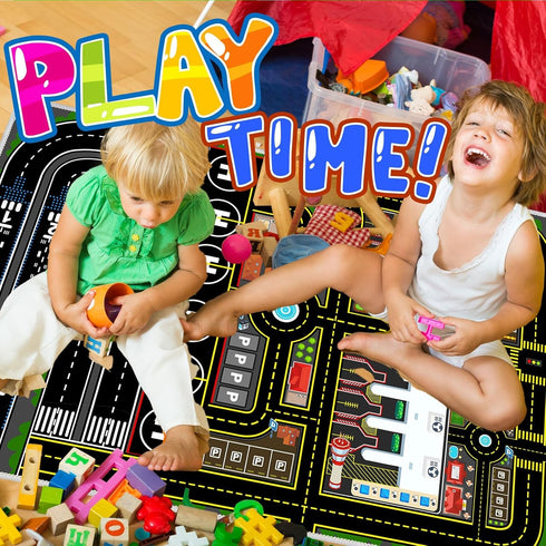 39''x59'' Kids Car Rug Carpet Playmat for Play Toy Cars, Airplane Road Airport Parking Track Rugs Carpet for Playroom