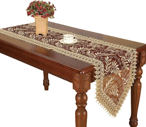 Simhomsen Burgundy Lace Table Runner Embroidered Leaves 16 90 Inch Long
