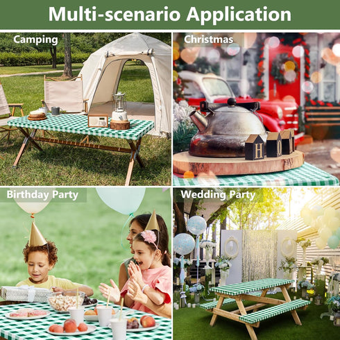72x30 Inches 3 Set Picnic Table Cover with Bench Covers and Bag, Camping Table Camping Essentials Cover with Elastic