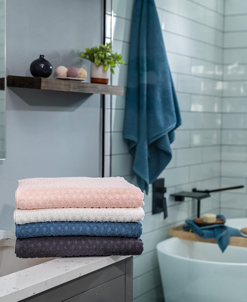 79446 Set, 6 Set, 2 2 2 Simpli-Magic Diamond Bath Towels Piece Bath Towels, Hand Towels, Washcloths, White